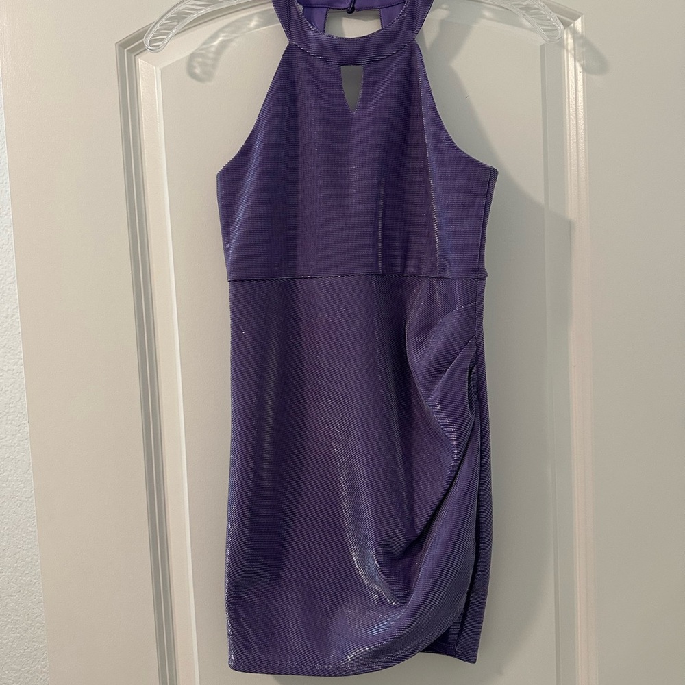 Elegant Purple Halter Dress